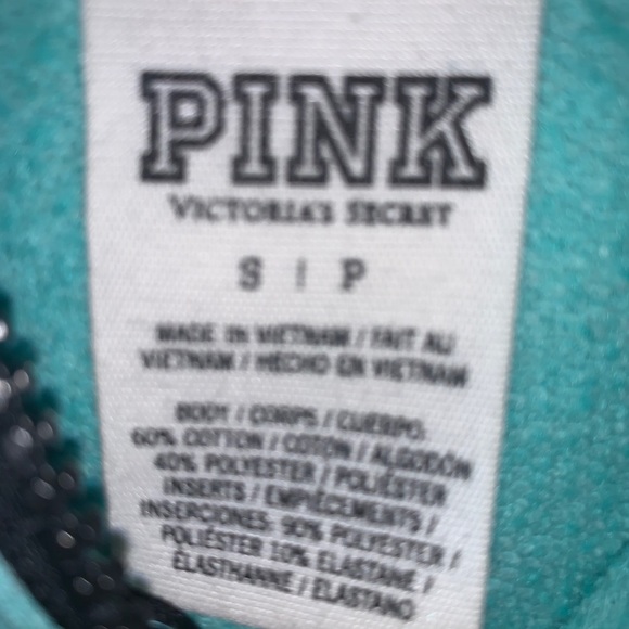 PINK teal zip up jacket size small - Picture 3 of 3